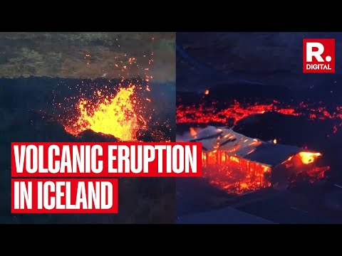 Volcano erupts in Iceland near the town of Grindavik, sets houses on fire