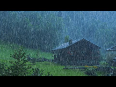 🔴LIVE - Sleep Instantly with Heavy Rainstorm &amp; Thunder on Roof in Tradition Village at Night