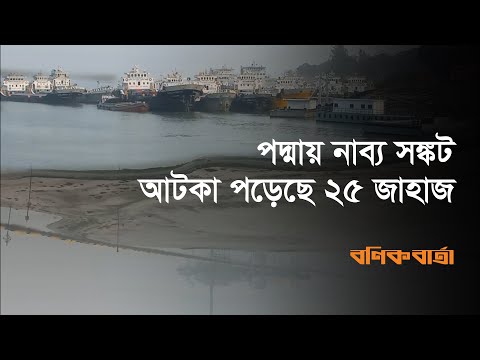 পদ্মায় নাব্য সঙ্কট: দৌলতদিয়ায় আটকা পড়েছে ২৫টি জাহাজ