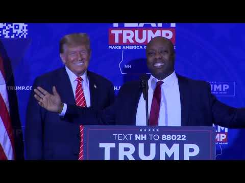 Former presidential candidate Tim Scott endorses Donald Trump at New Hampshire campaign event