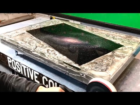 Casting of Molten Aluminum. Amazing Epoxy Table Galaxy!