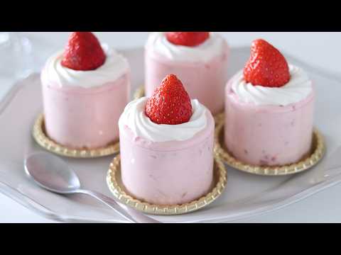 No-Bake Strawberry Cheese Cake🎁No oven, No gelatin[sub]｜HidaMari Cooking