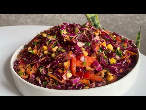 Red cabbage salad for Christmas dinner! This salad is rich in vitamins and fiber