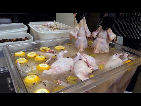 oak firewood roasting chicken - korean street food