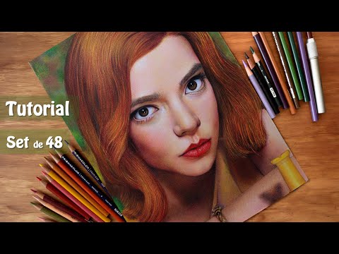 C&oacute;mo mezclar l&aacute;pices de colores para colorear un ROSTRO REALISTA - Beth Harmon (Anya Taylor-Joy)