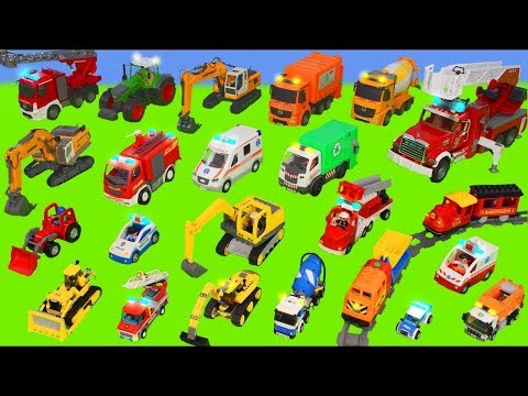 Excavator, Tractor, Fire Truck, Garbage Trucks &amp; Police Cars Toy Vehicles for Kids