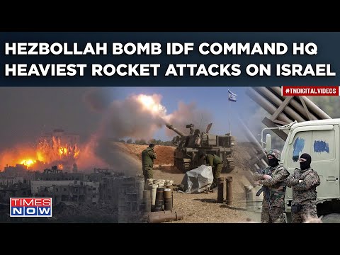 Watch Hezbollah Bomb IDF Command HQ In Heaviest Rocket Attack | Israeli Leadership In Danger?