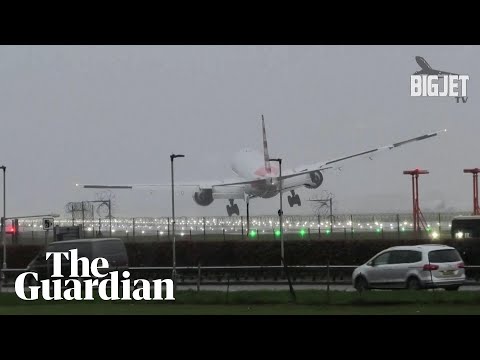 Plane makes bumpy landing at London Heathrow during Storm Gerrit