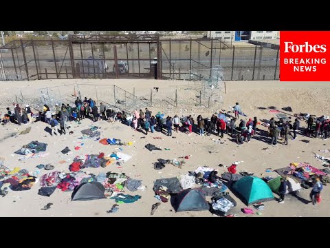 Drone Captures Scenes Of Migrants Amassing At U.S.-Mexico Border