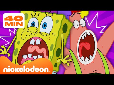 Bob Esponja | Toda Vez que Bob Esponja e Patrick Ficam Assustados 😰 | 40 Minutos | Portugu&ecirc;s