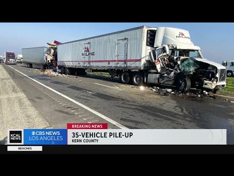 35-vehicle pile-up in  Kern County