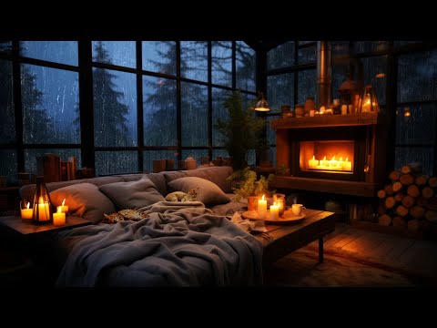 ⛈ Rain &amp; Thunderstorm with Lightnings in a Cozy Hut with lots of Candles