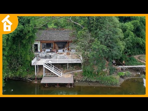 We bought a wooden house with river view, Cleaned up weeds and renovated the abandoned house