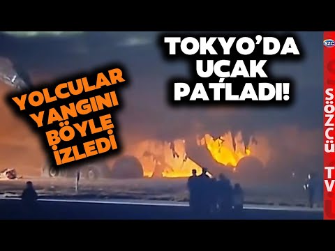 Japonya'da Havalimanında U&ccedil;ak Patladı! G&ouml;z G&ouml;z&uuml; G&ouml;rm&uuml;yor! İşte Yeni G&ouml;r&uuml;nt&uuml;ler