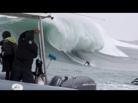 Visitors from all over the world flock to Mavericks Beach as surfers brave massive waves