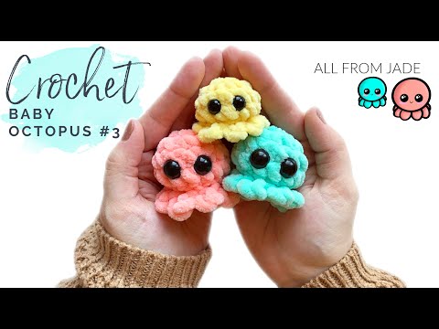 QUICK &amp; EASY - Crochet baby octopus *no sew* crochet amigurumi tutorial (step by step) Right-Handed