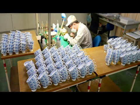 The process of making tea cups, plates and kettles. A Japanese porcelain maker used by world VIPs.