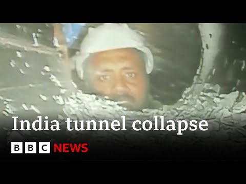 Uttarakhand tunnel collapse: First video of trapped Indian workers - BBC News