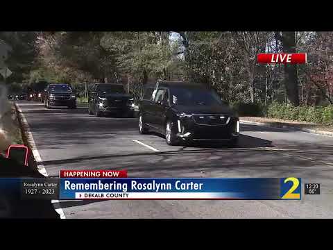 Motorcade carrying former First Lady Rosalynn Carter arrives at the church for her funeral