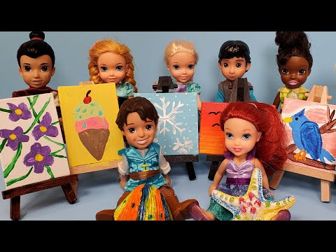 Mother's Day 2021 ! Elsa &amp; Anna toddlers - gifts - art center - paintings - Barbie helps