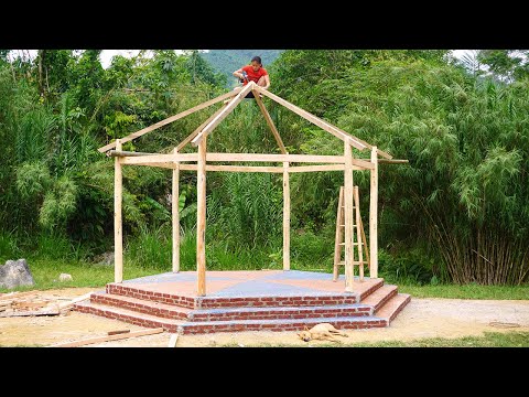 Top Videos Farm Life : Build a hexagonal wooden cabin - Completed wooden houses on the waterfall