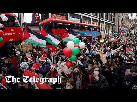 Palestine protesters bring Oxford Street to standstill in Christmas shopping rush