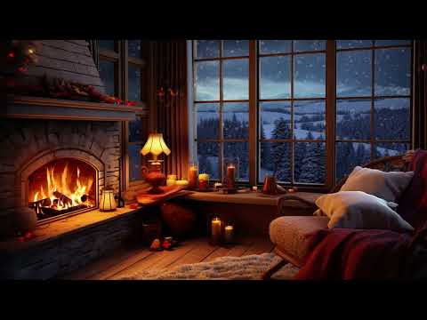 Fireplace Sounds with Snow Falling Outside | Relaxation for Sleep and Relaxing Evenings