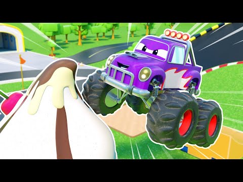 Monster Truck gets dirty during stunts! | Car Wash