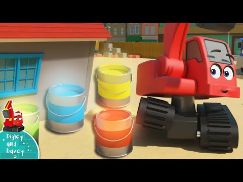 Learn To Mix Colours! - Construction Cartoons for Kids | Digley and Dazey