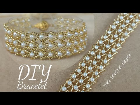 Kum boncuktan bileklik yapımı. Beaded bracelet tutorial, DIY jewelry, Pearls and Seed beads bracelet