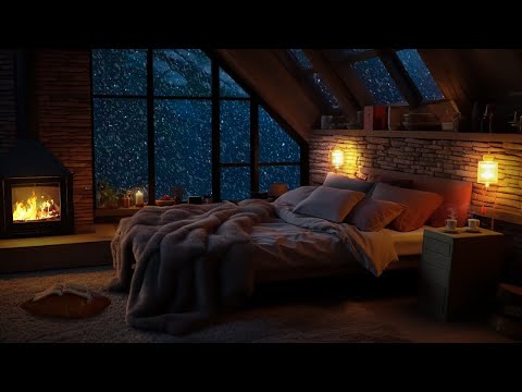 Blizzard sounds for sleeping | Fireplace burning ASMR | Sounds for deep sleep, relaxing, rest, study