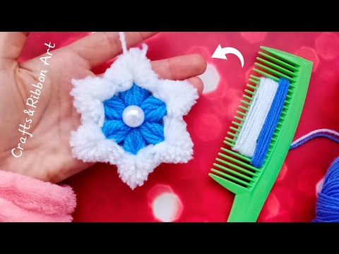 It's so Beautiful 🌟🎄 Easy Snowflake Making Idea with Yarn- DIY Amazing Christmas Ornaments with wool