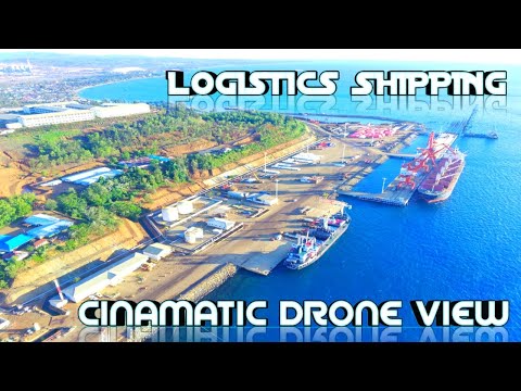 CINEMATIC DRONE VIEW JETTY SHIPPING