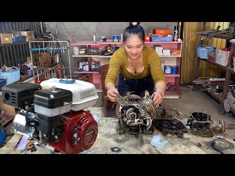 The genius girl restored and repaired the entire Honda Gx200 engine to help people|Mechanic Girl