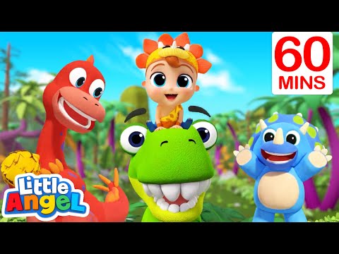 Dinosaur Adventures with Baby John, T-Rex, and Animals  | Little Angel Kids Songs &amp; Nursery Rhymes