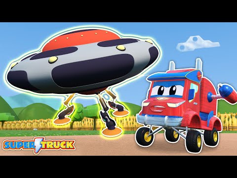 ALIEN vs. SPIDER TRUCK! | Cars &amp; Trucks Rescue for Kids | Alien | SuperTruck Spider Truck | Courage