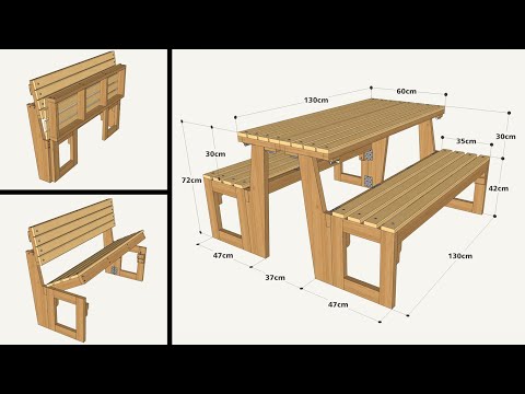 HOW TO MAKE A FOLDING TABLE BENCH STEP BY STEP