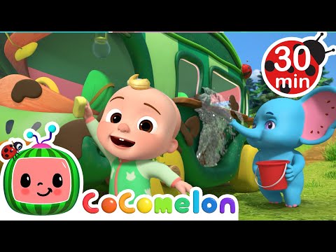 Washing the Magical Bus! | CoComelon | 🚌Wheels on the BUS Songs! | 🚌Nursery Rhymes for Kids