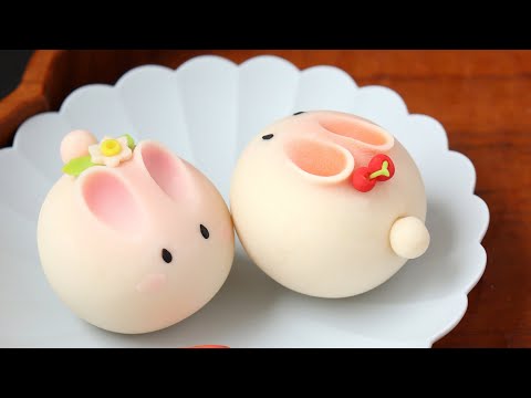 Spring Dessert: Rabbit. Japanese Wagashi. Delicious and Cute.
