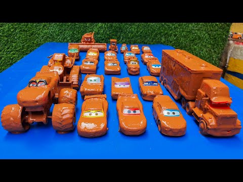 Clean up muddy minicars &amp; disney pixar car convoys! Play in the garden