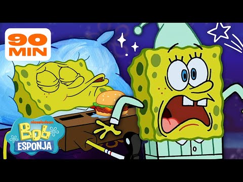 Bob Esponja | 90 MINUTOS de las aventuras NOCTURNAS de Bob Esponja 🌙 | Bob Esponja en Espa&ntilde;ol