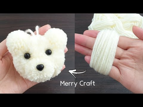 Easy Pom Pom Teddy Bear Making with Fingers - Amazing Woolen Craft Idea -How to Make Teddy Bear -DIY