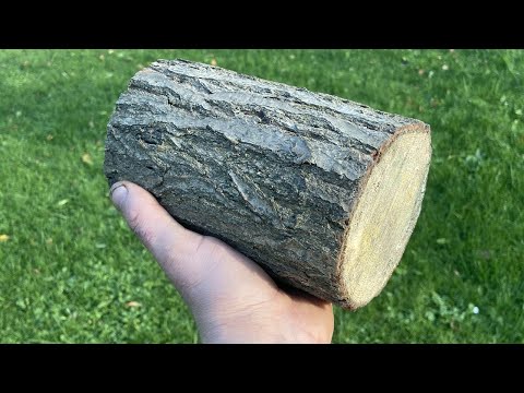 Woodturning an Oak Log Mug brass inlay DIY.