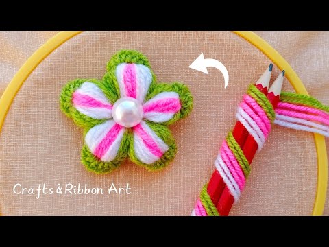 It's so Beautiful 💖🌟 Superb Flower Making Idea with Wool - Hand Embroidery Amazing Flower Design