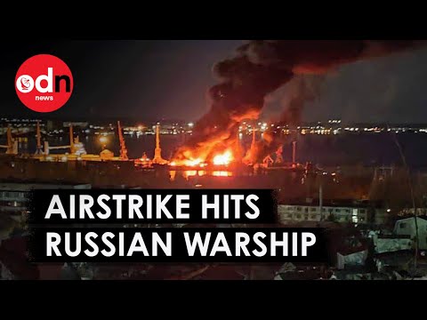 Huge Ukrainian Airstrike Hits Russian Warship in Crimea