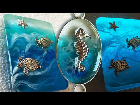 Resin How-To: Glowing Ocean looks for Jewelry and Coasters - DIY with little-windows.com