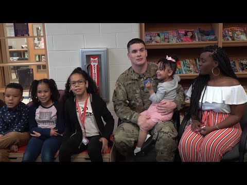 Fort Hood soldier comes home to surprise his four kids at school