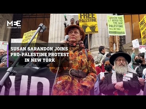 Award-winning actress Susan Sarandon joins pro-Palestine protest in New York