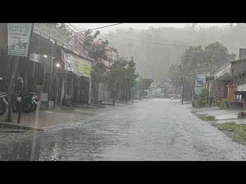 walking during heavy rain accompanied by wind and lightning in the village/sleeping friend/insomnia