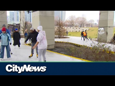 Opening day at the Bentway skate trail